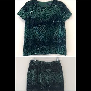 French Connection skirt and top. Size 2. Green sequins